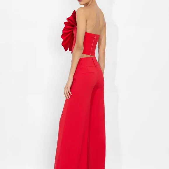 Alice + Olivia SIBELLA BOW TOP in Bright Ruby Size 0***BRAND NEW WITH TAGS****